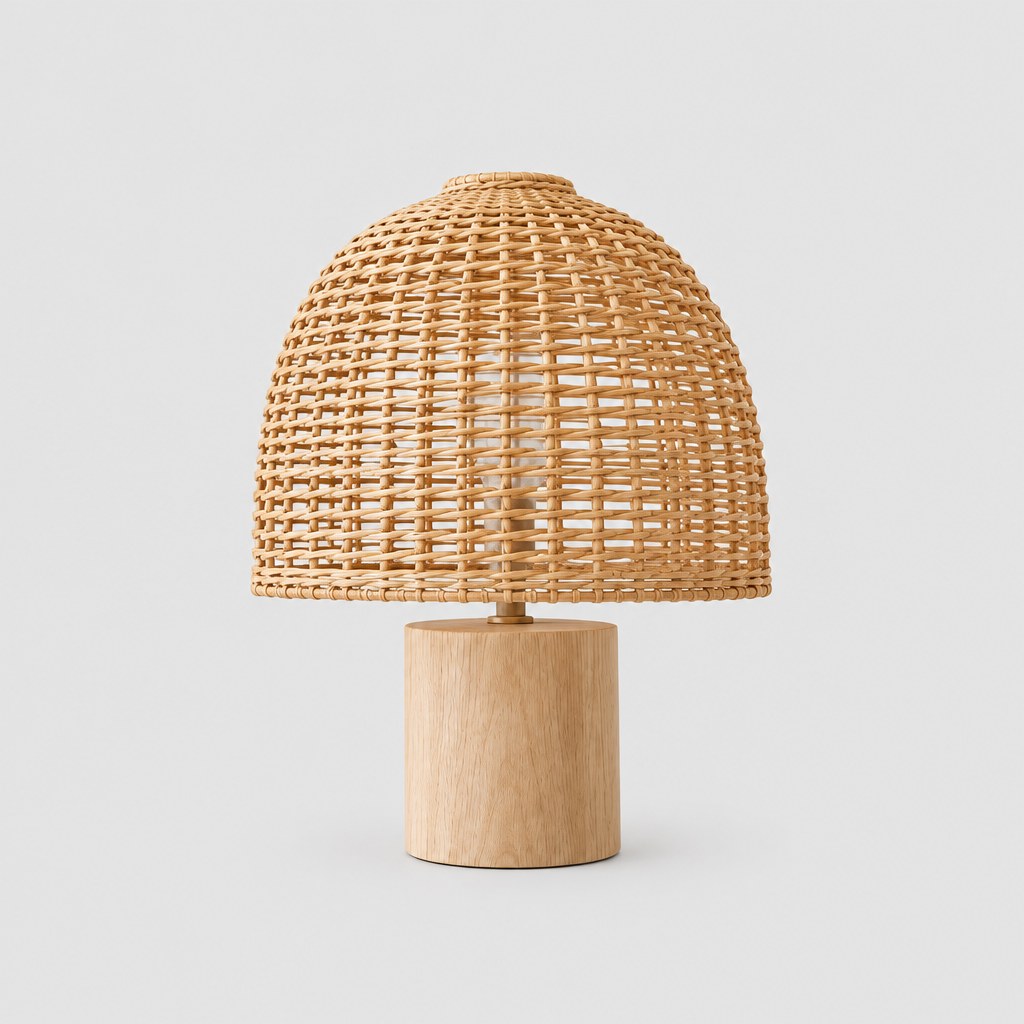Noosa woven rattan table lamp, front view