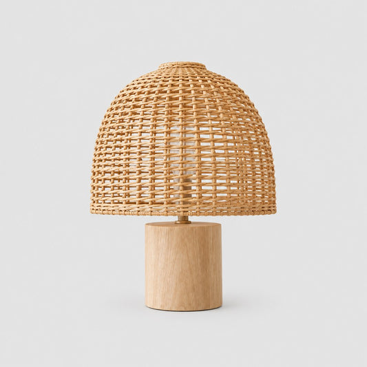 Noosa woven rattan table lamp, front view